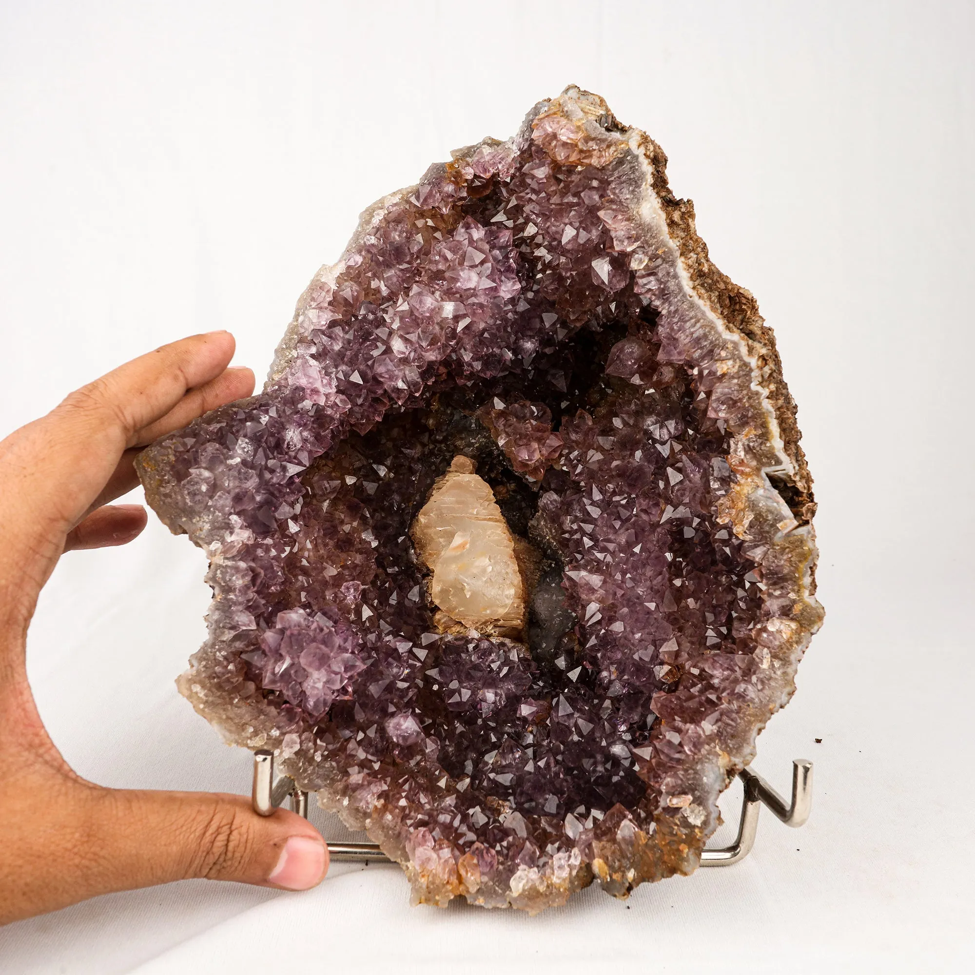 Amethyst Sparkling Crystals with Calcite Natural Mineral Specimen - image 4