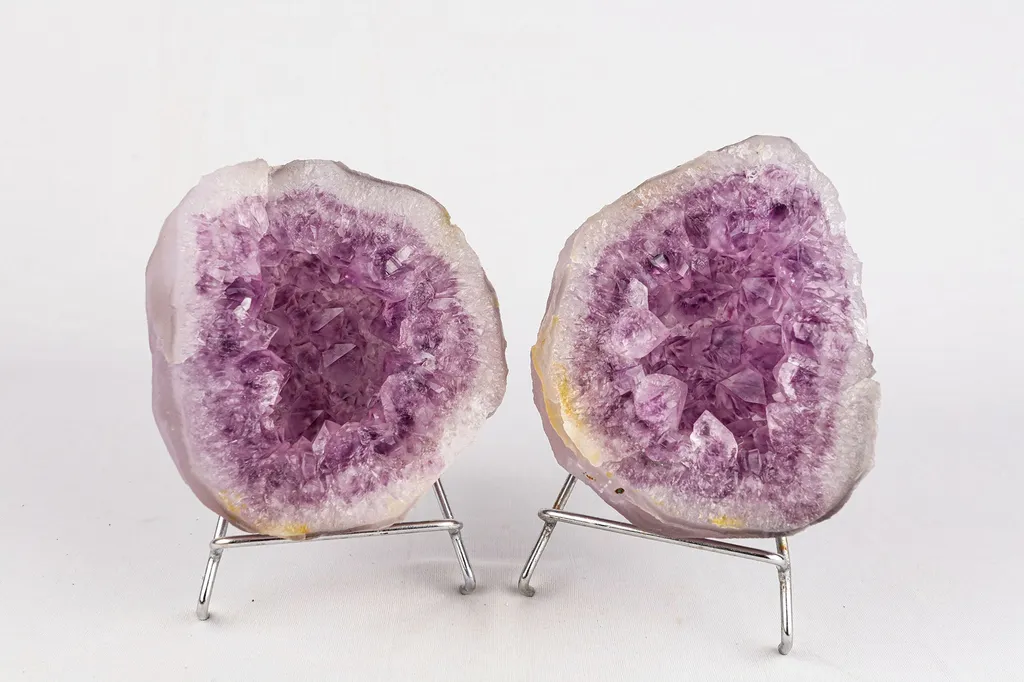 Amethyst Sprakling Crystals Geode in two Halfs Natural Mineral Specimen image