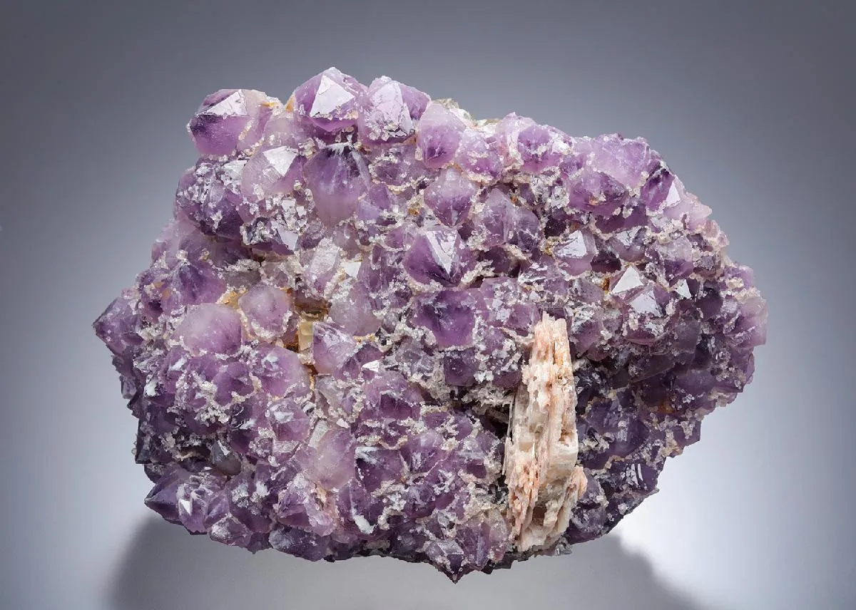 Amethyst with Baryte and Quartz on Fluorite - image 1