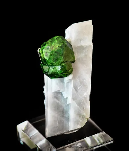 Andradite Garnet, Demantoid variety on Calcite - image 3