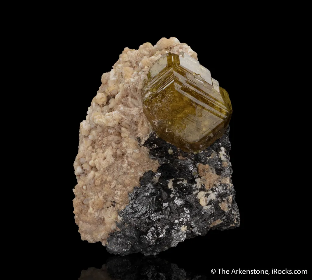 Andradite Garnet with Magnetite and Calcite image