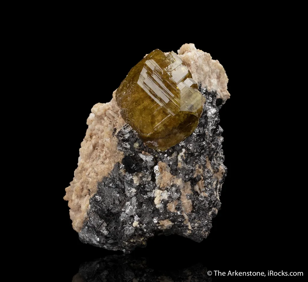Andradite Garnet with Magnetite and Calcite - image 3