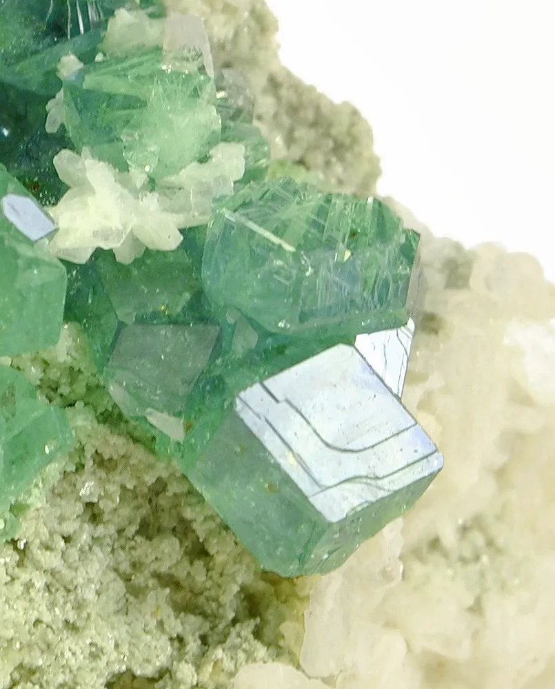 Andradite Var. Demantoid Garnet With Stilbite - image 2