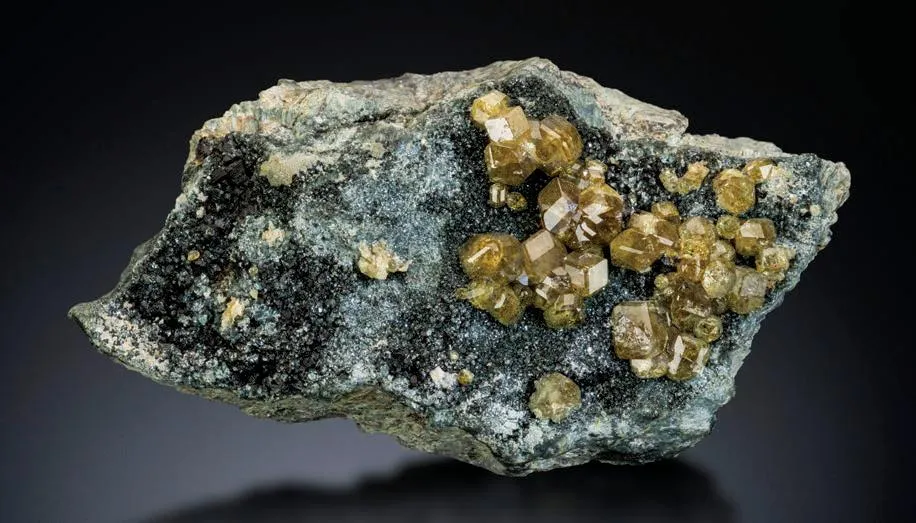 Andradite, variety Topazolite, Clinochlore image