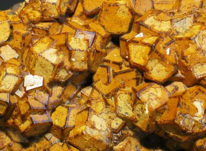 Andradite zoned garnet crystals on Hedengergite - image 4