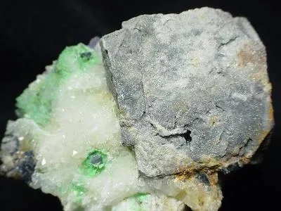 Anglesite, Galena, Quartz, Malachite image