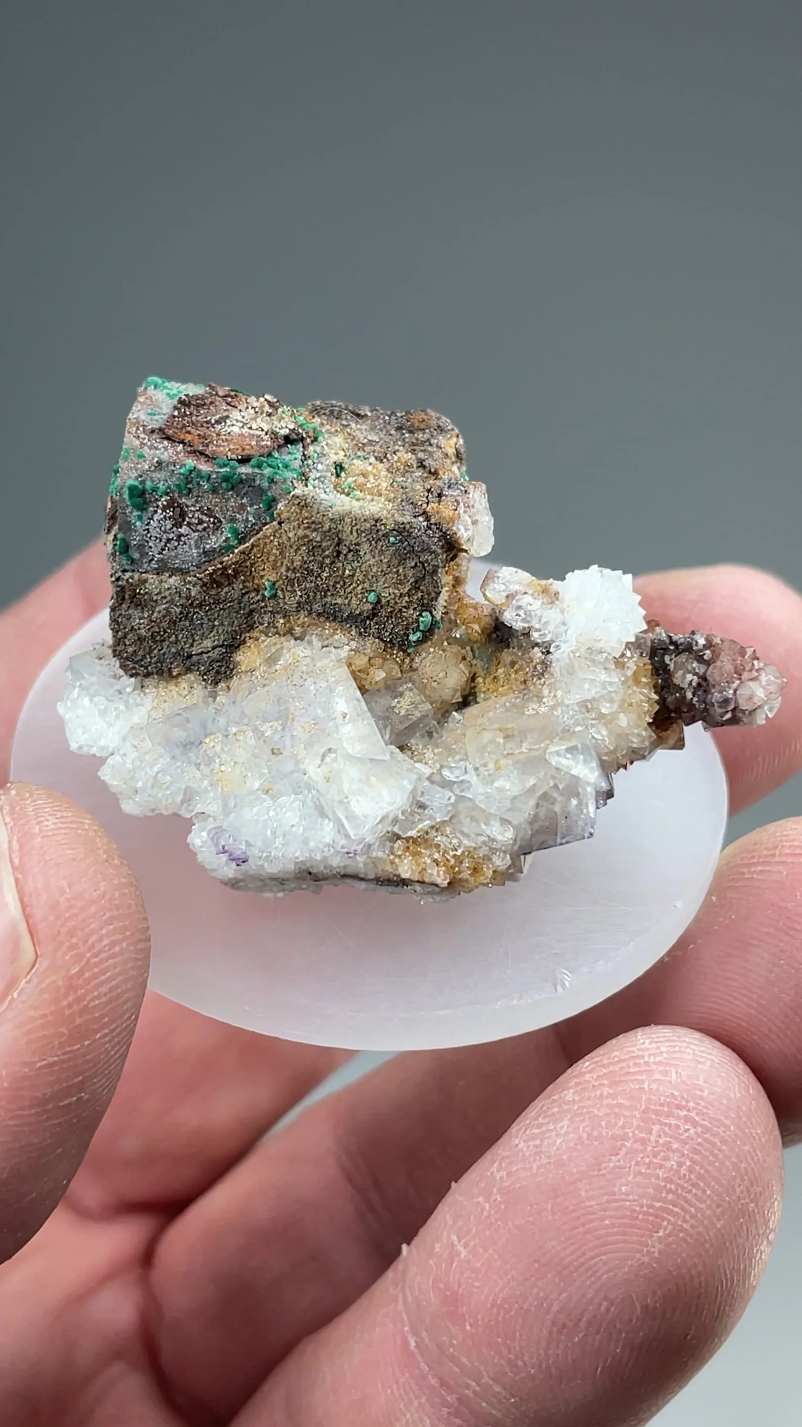 Anglesite replacing Galena with Fluorite, Quartz - image 2