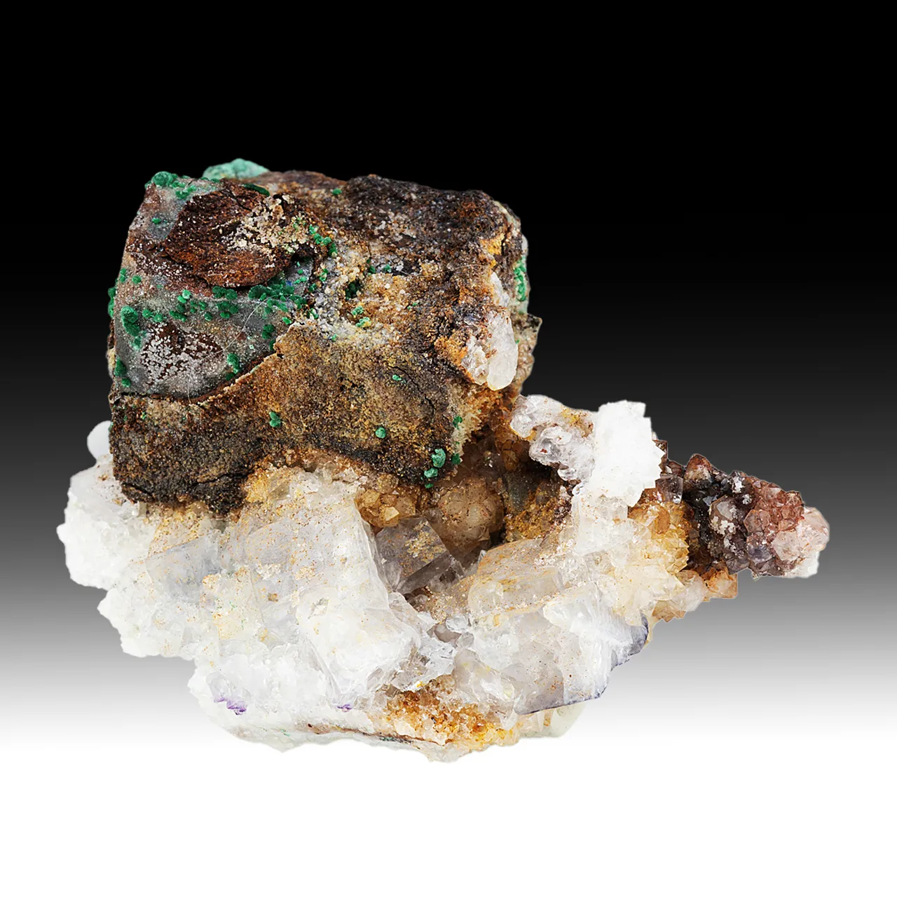 Anglesite replacing Galena with Fluorite, Quartz - image 1