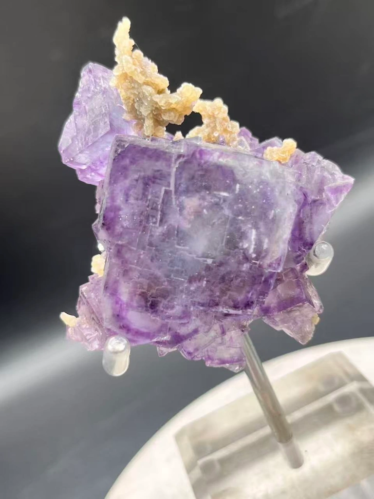 aogangxian Purple Phantom Cubic Fluorite with Botryoidal Dolomite, Yizhang County, Hunan, China - image 3