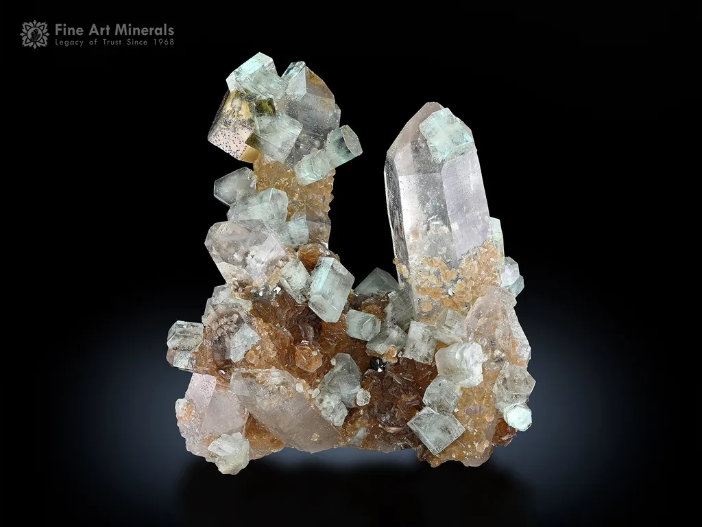 Apatite Cubes with Mica on Quartz from Portugal image