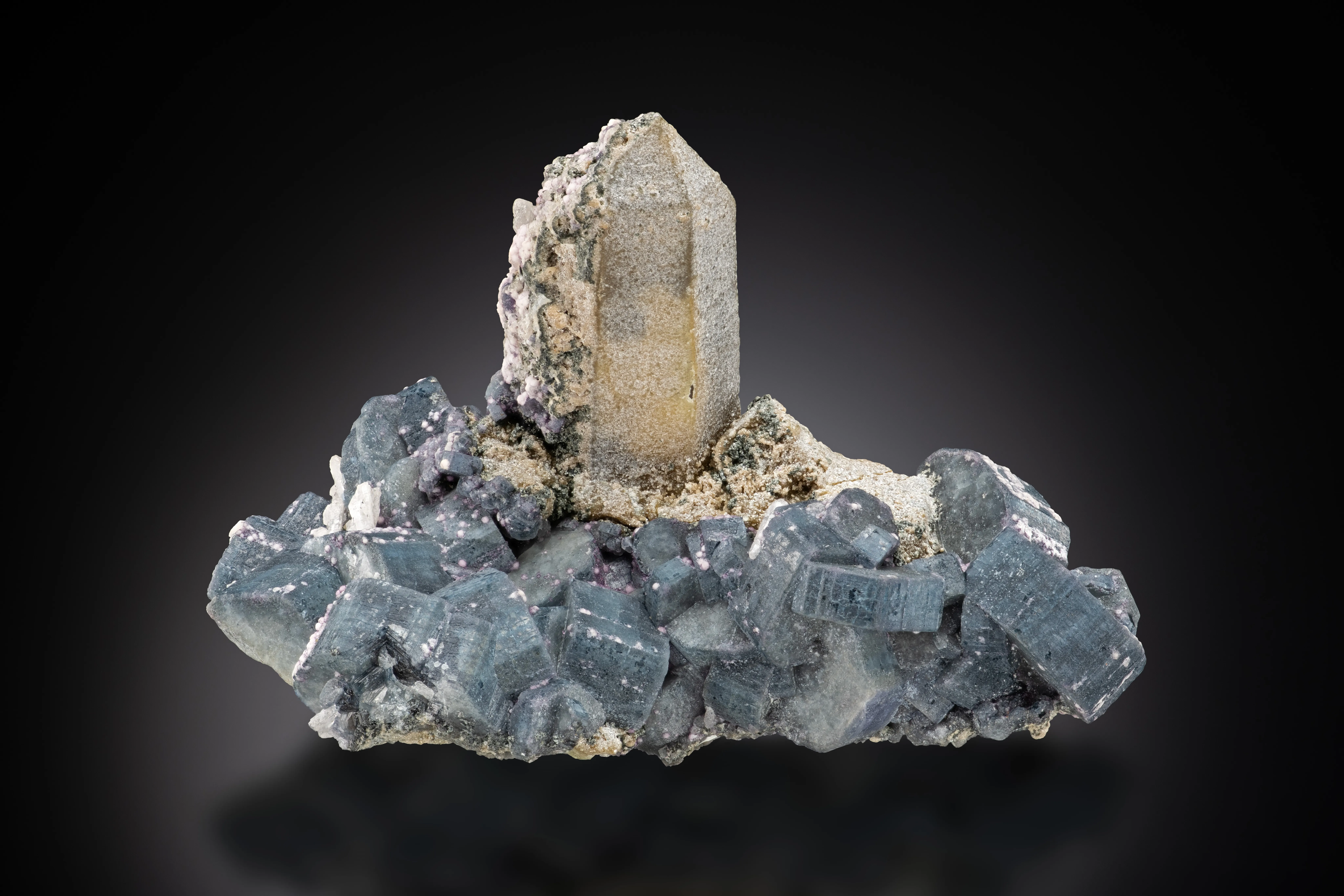 Apatite, Fluorapatite, Quartz from Germany, Saxony, Erzgebirgskreis, Ehrenfriedersdorf, Sauberg Mine - image 1