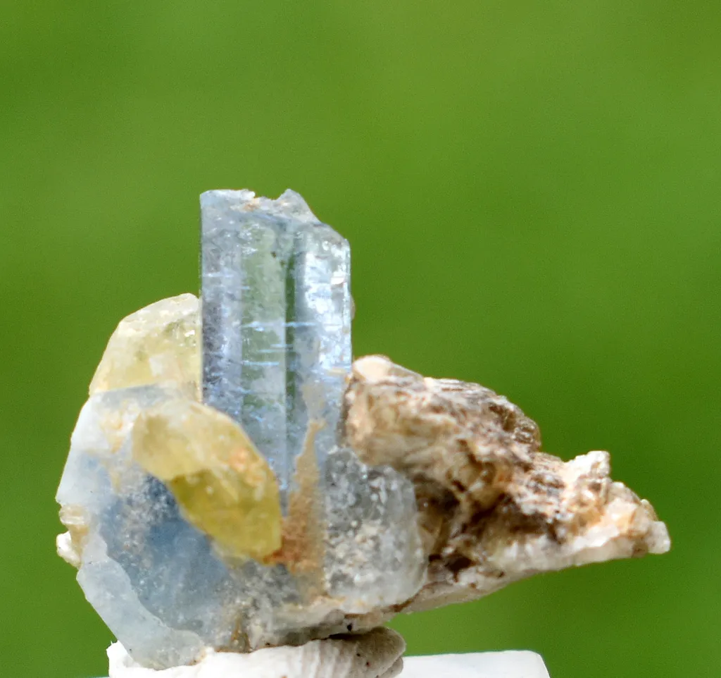 Apatite on Ghoshenite from Pakistan image