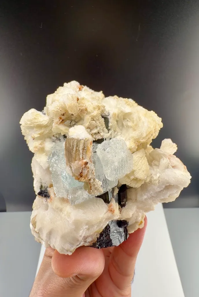 Apatite with etched aquamarine with tantalite from Pakistan,Skardu , - image 6