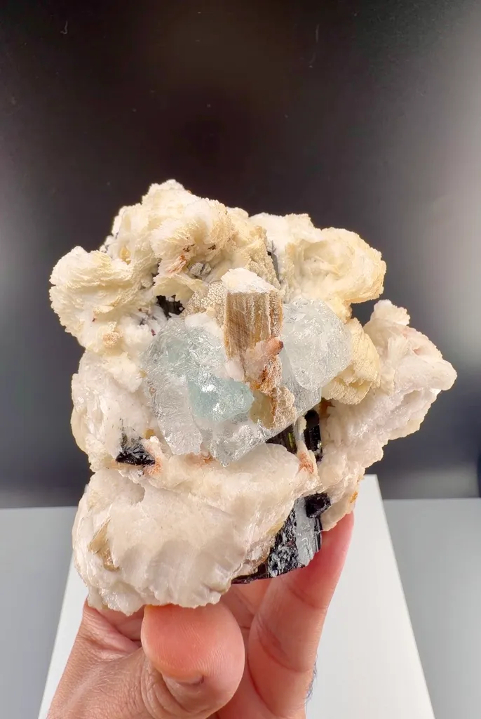 Apatite with etched aquamarine with tantalite from Pakistan,Skardu , - image 3