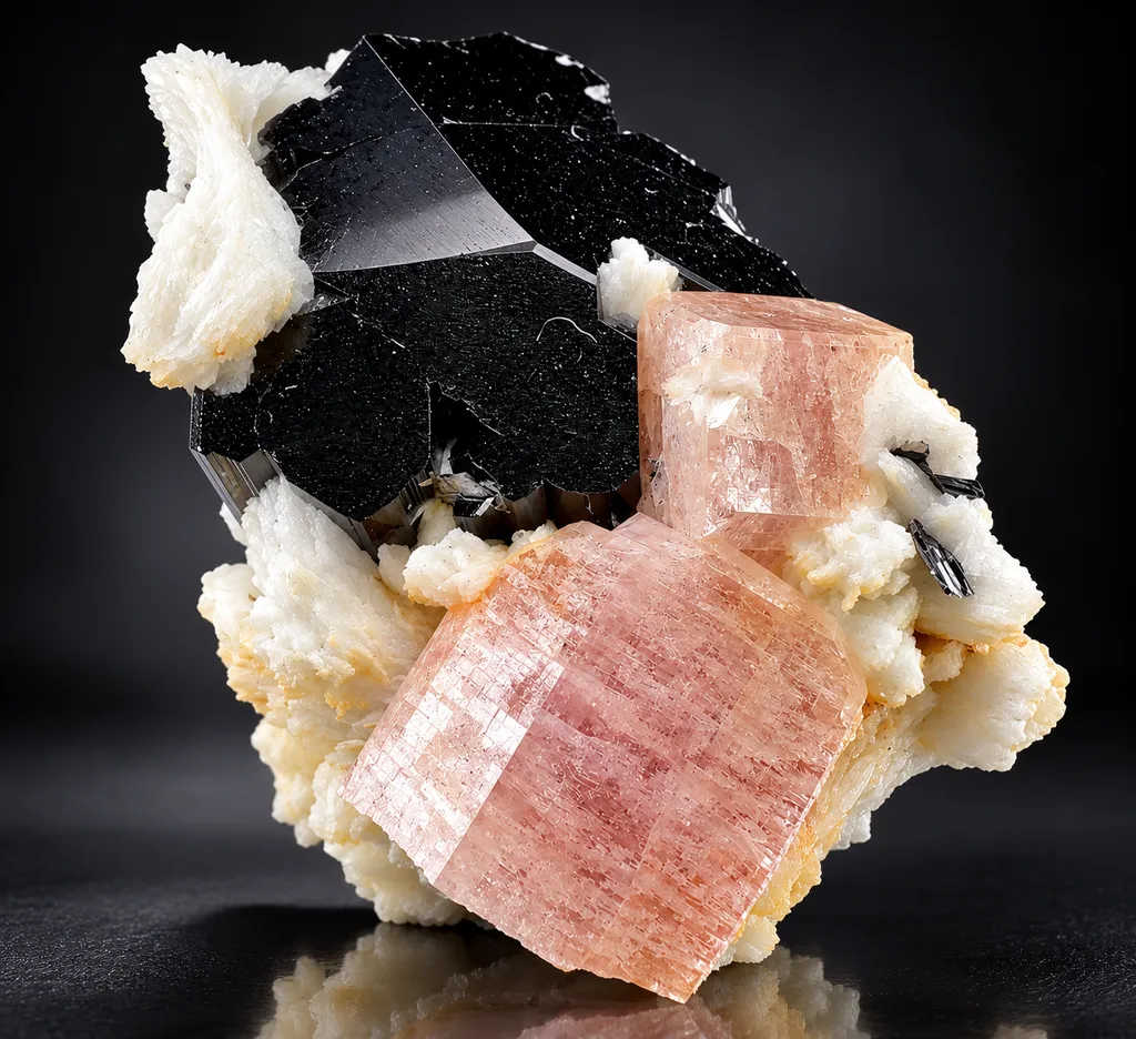 Apatite with tantalite with tourmaline from Pakistan image
