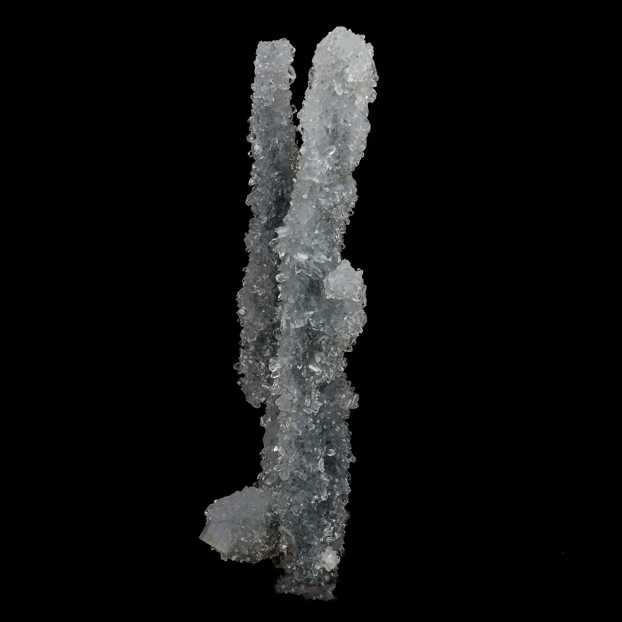 Apophyllite Crystals on Sparkling MM Quartz Stalactite Natural Mineral Specimen - image 2