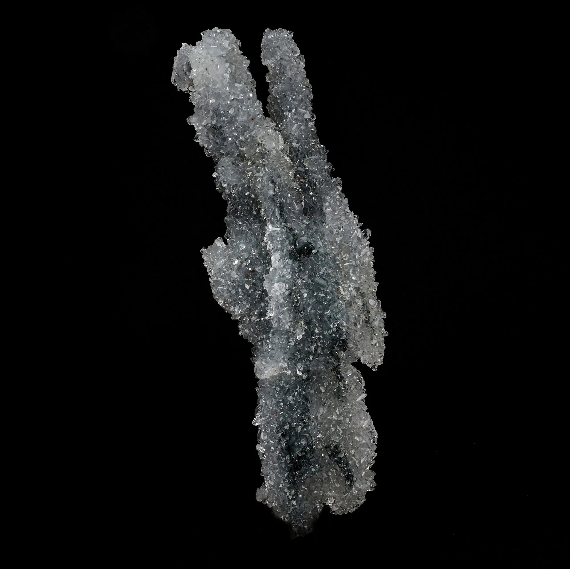 Apophyllite Crystals on Sparkling MM Quartz Stalactite Natural Mineral Specimen - image 5