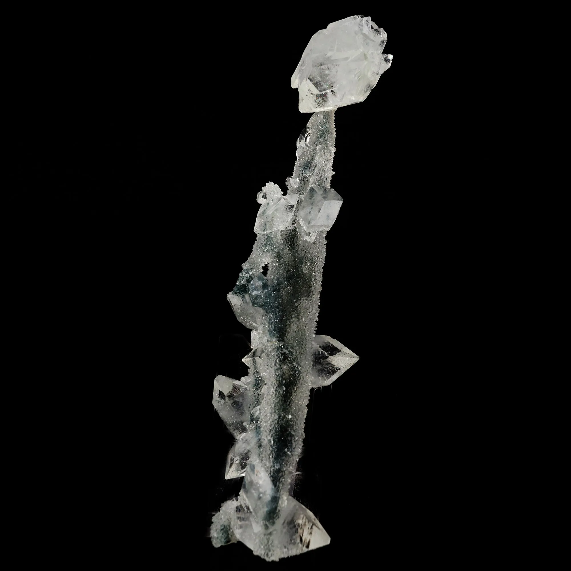 Apophyllite Crystals on Sparkling MM Quartz Stalactite Natural Mineral Specimen - image 1