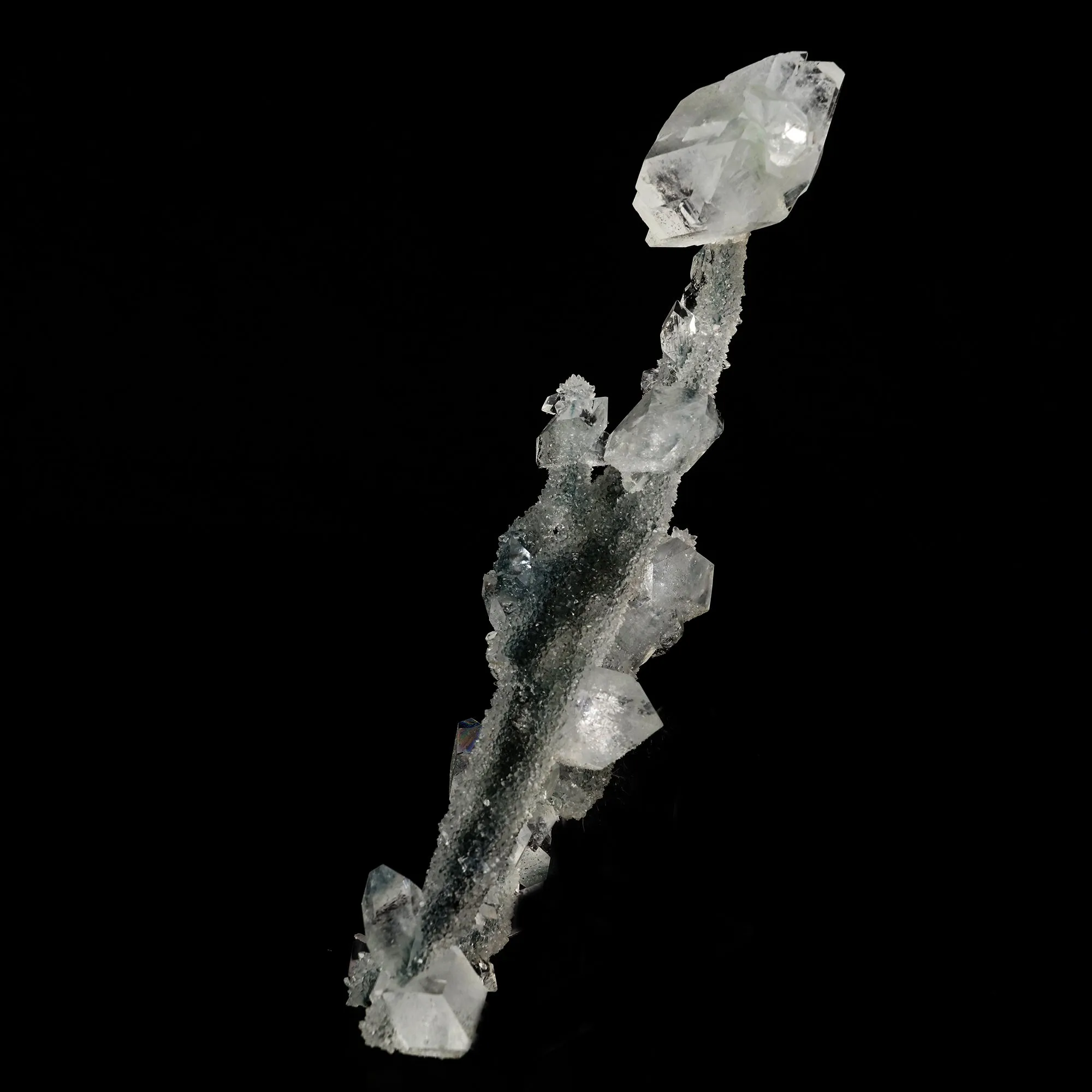 Apophyllite Crystals on Sparkling MM Quartz Stalactite Natural Mineral Specimen - image 2