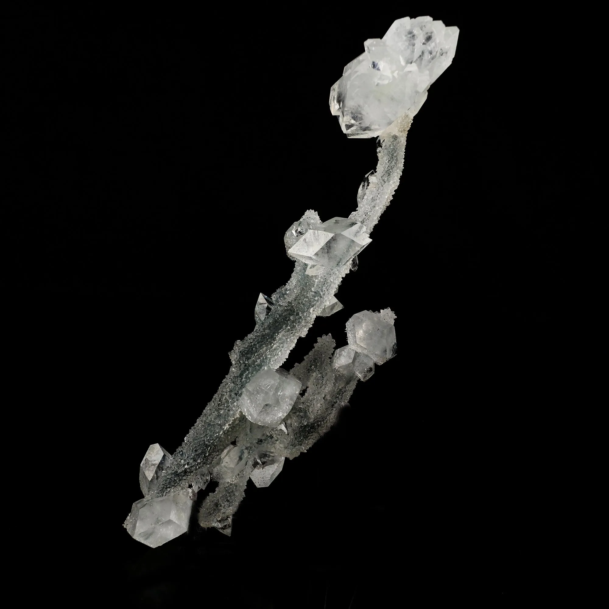 Apophyllite Crystals on Sparkling MM Quartz Stalactite Natural Mineral Specimen - image 5