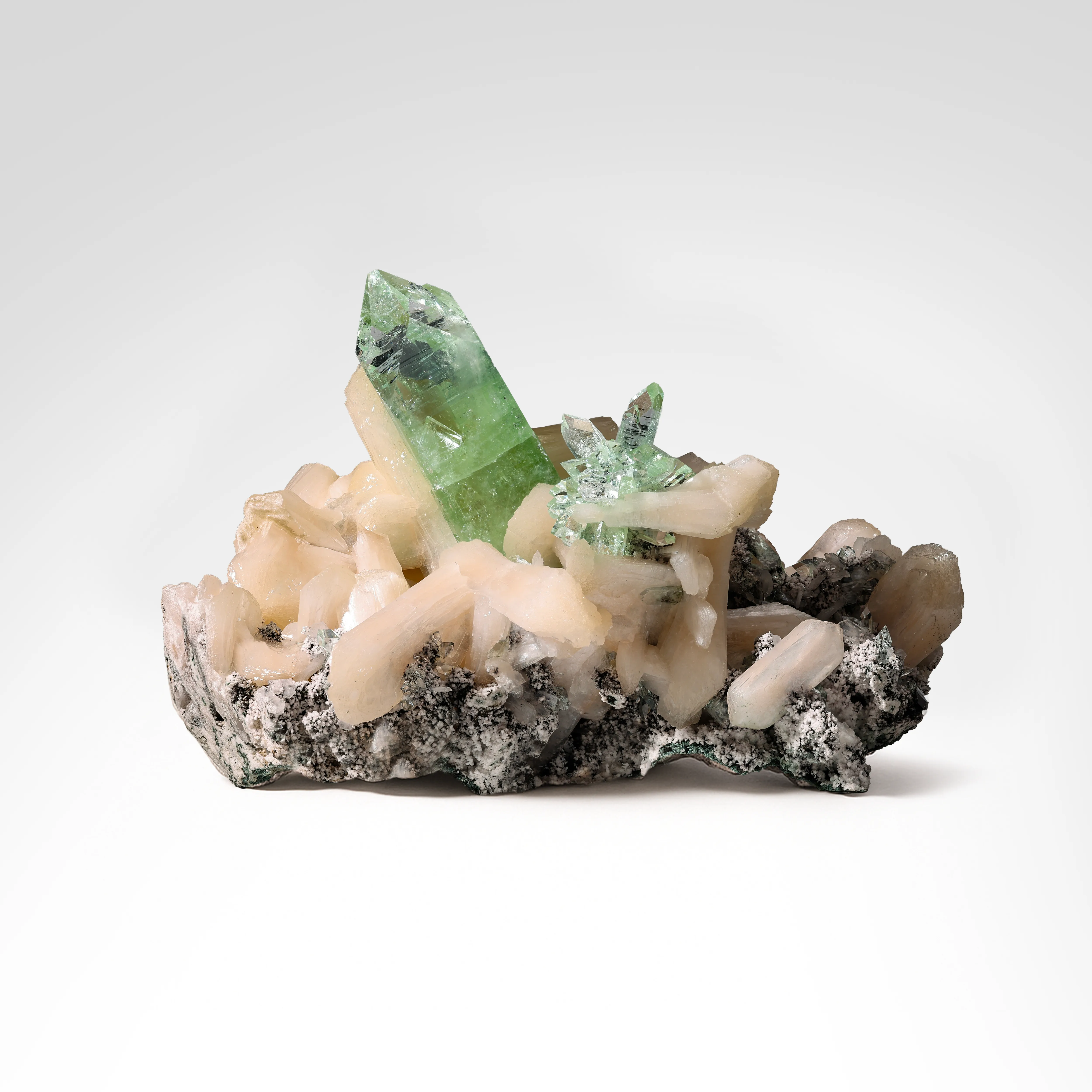 Apophyllite Crystals on Stilbite - image 1