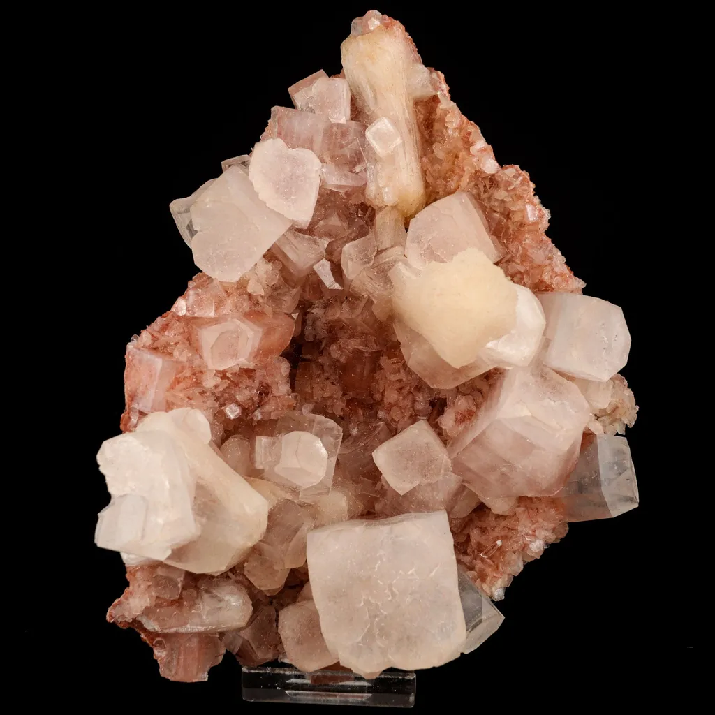 Apophyllite Cube with pink Stilbite Natural Mineral Specimen image