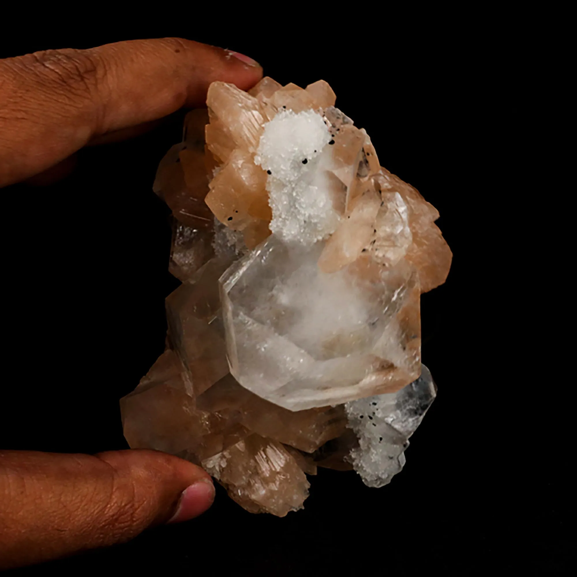 Apophyllite Cube with Stilbite and Chalcedony Natural Mineral Specimen - image 5