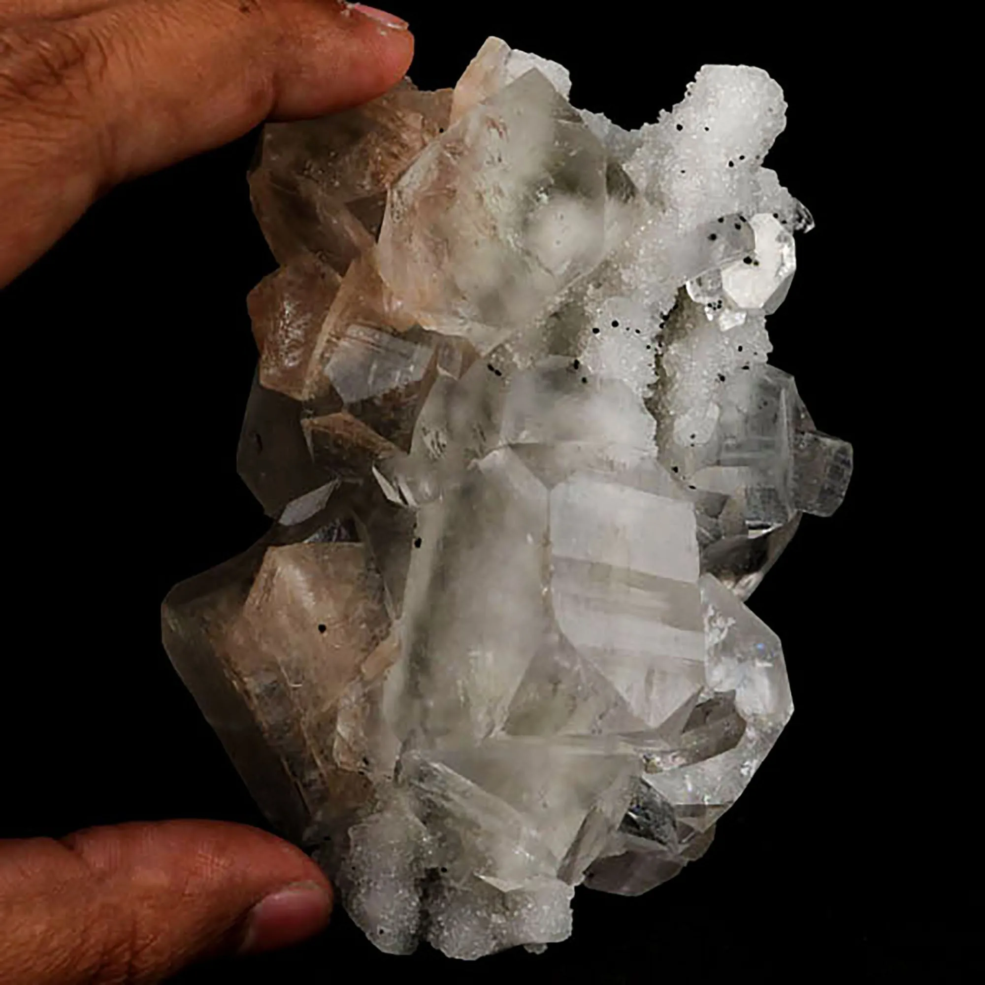 Apophyllite Cube with Stilbite on Chalcedony Natural Mineral Specimen - image 5