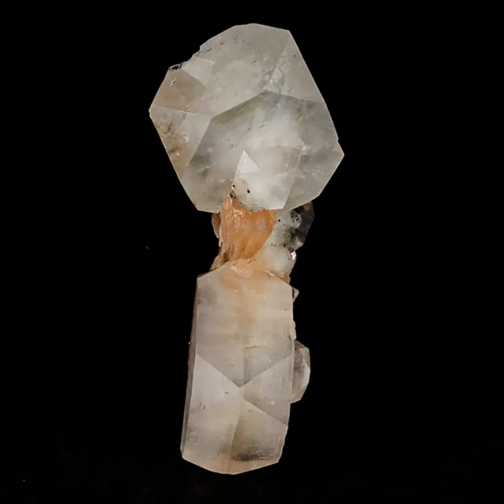 Apophyllite Cube with Stilbite on Chalcedony Natural Mineral Specimen image