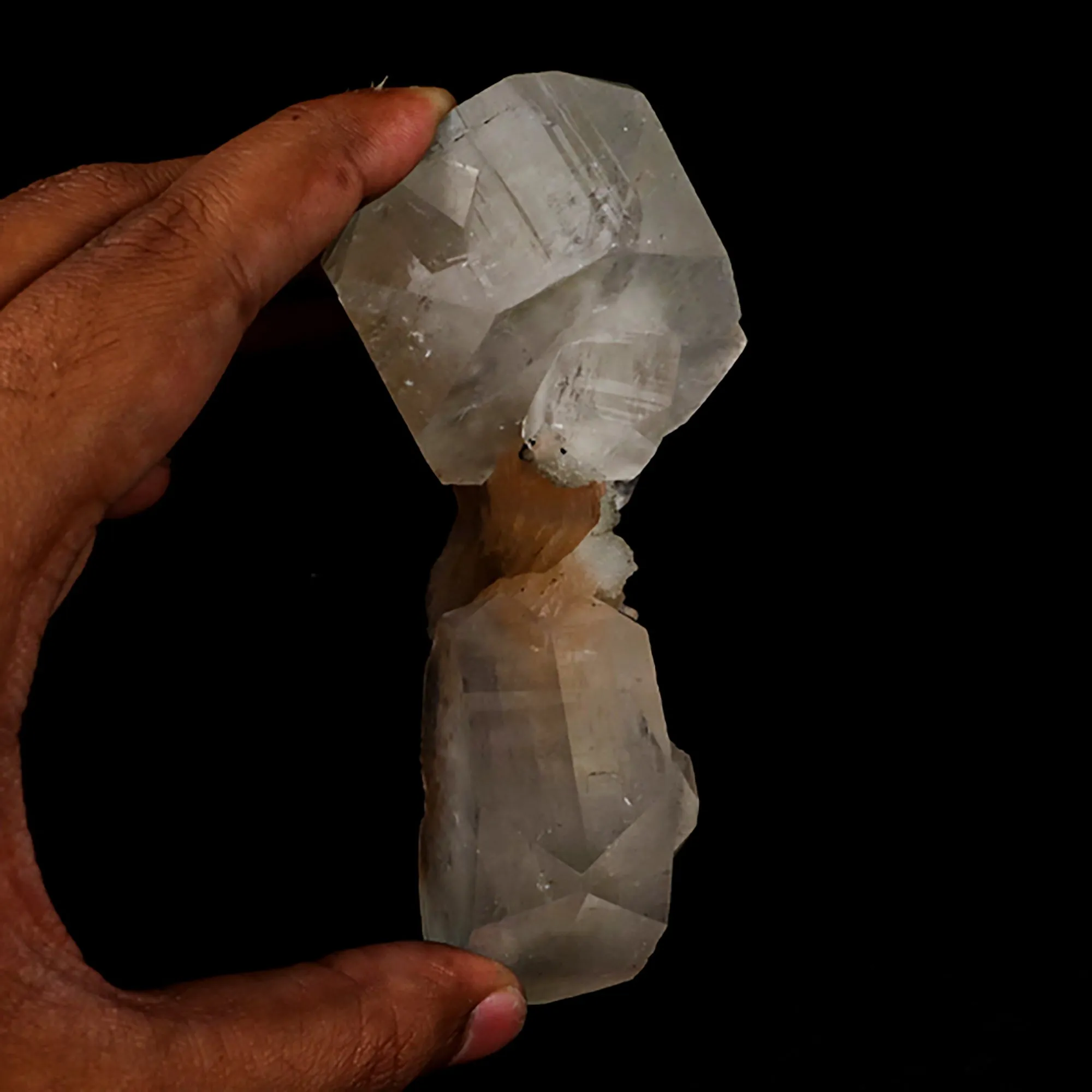 Apophyllite Cube with Stilbite on Chalcedony Natural Mineral Specimen - image 5