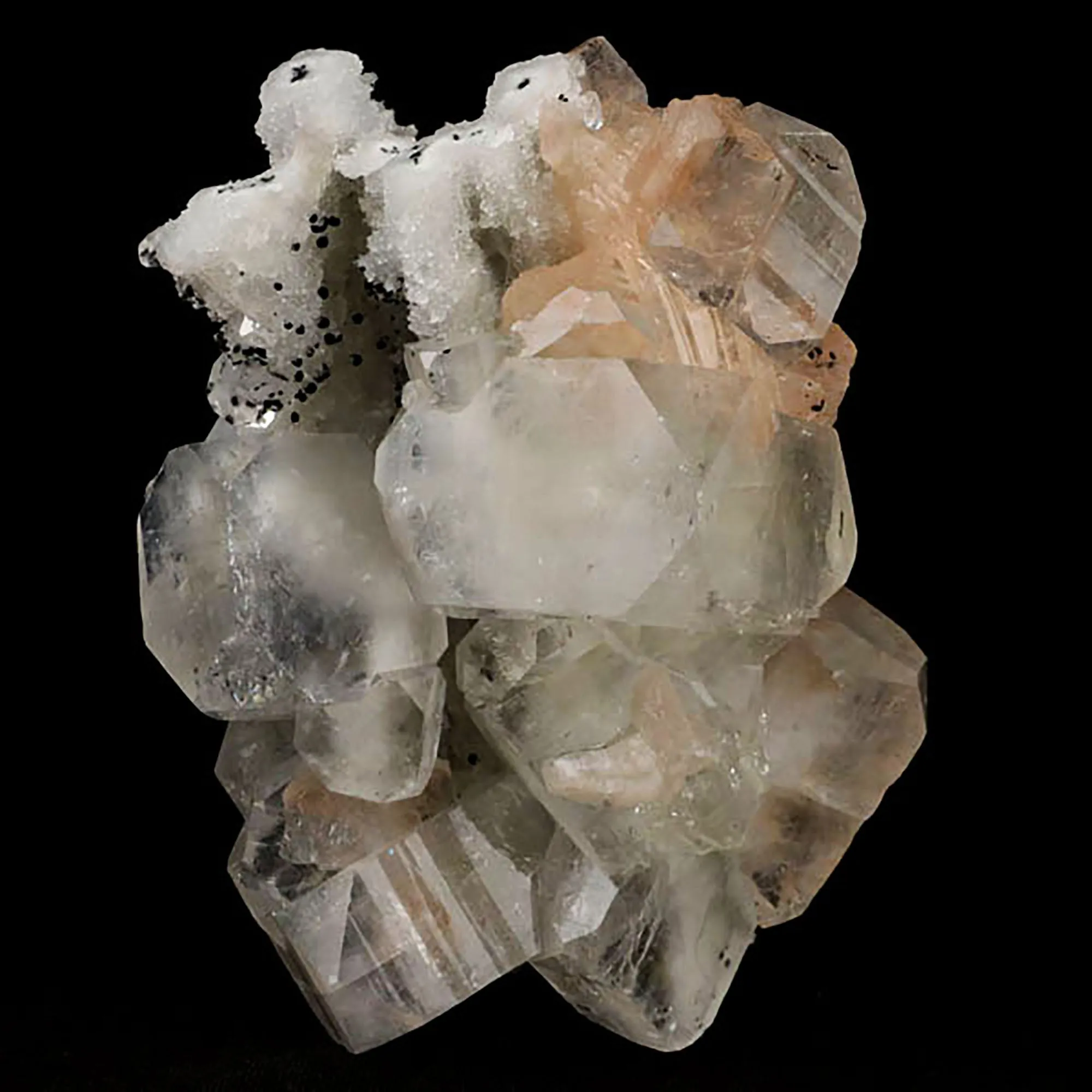 Apophyllite Cube with Stilbite on Chalcedony Natural Mineral Specimen - image 2
