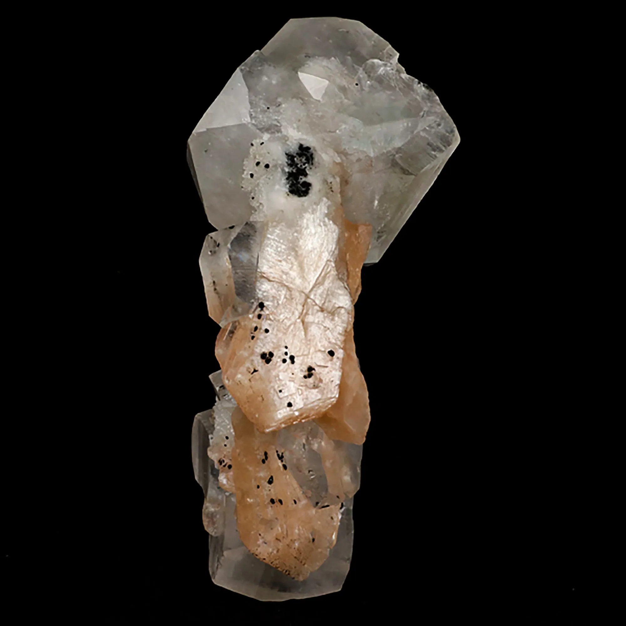 Apophyllite Cube with Stilbite on Chalcedony Natural Mineral Specimen - image 4