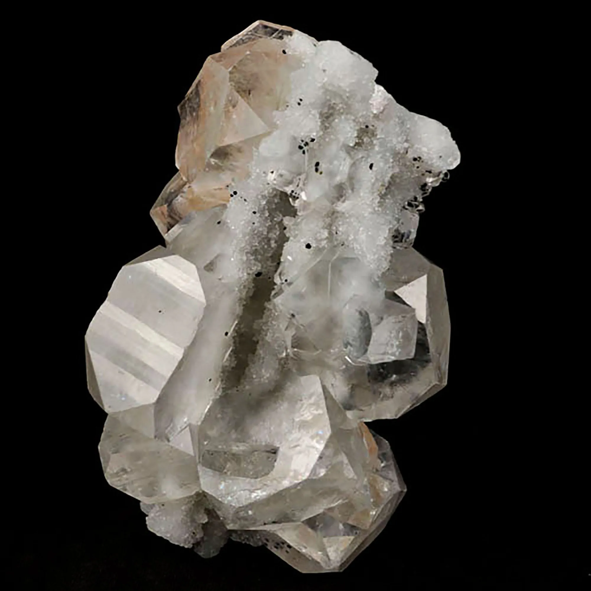 Apophyllite Cube with Stilbite on Chalcedony Natural Mineral Specimen - image 4