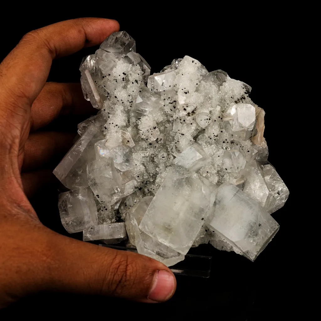 Apophyllite Cubes on Chalcedony Natural Mineral Specimen - image 4