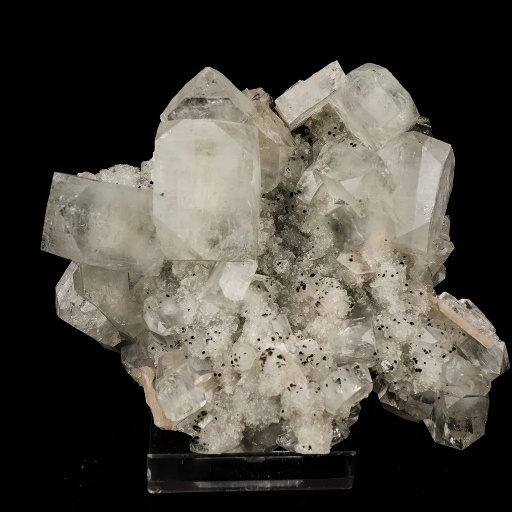 Apophyllite Cubes on Chalcedony Natural Mineral Specimen image