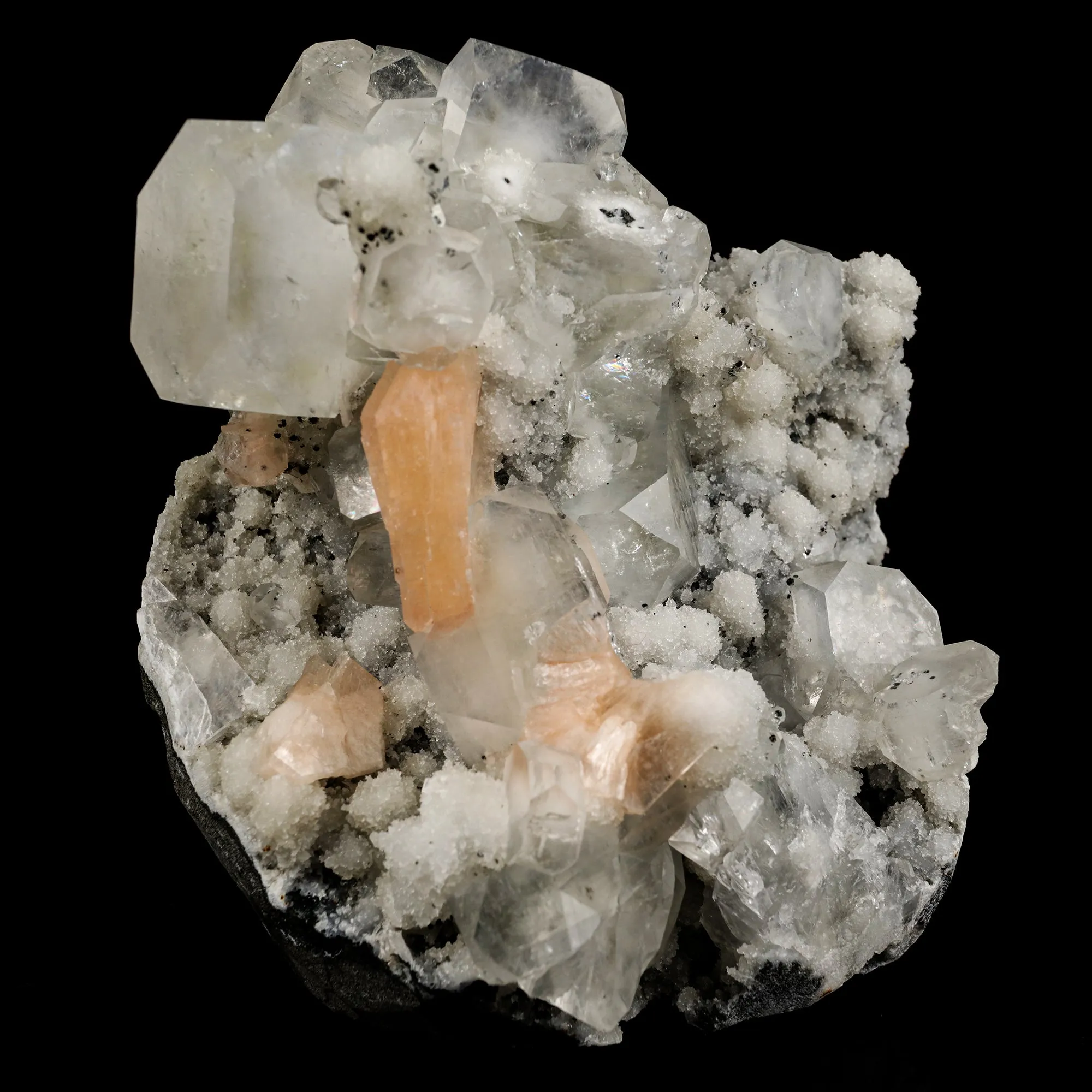 Apophyllite Cubes with Stilbite and Chalcedony Natural Mineral Specimen - image 2