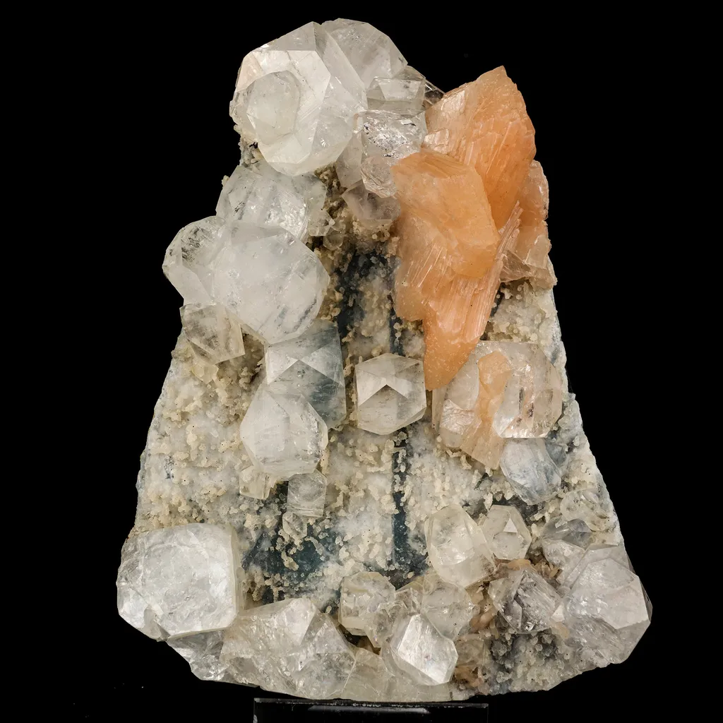 Apophyllite Cubes with Stilbite and Chalcedony Natural Mineral Specimen image