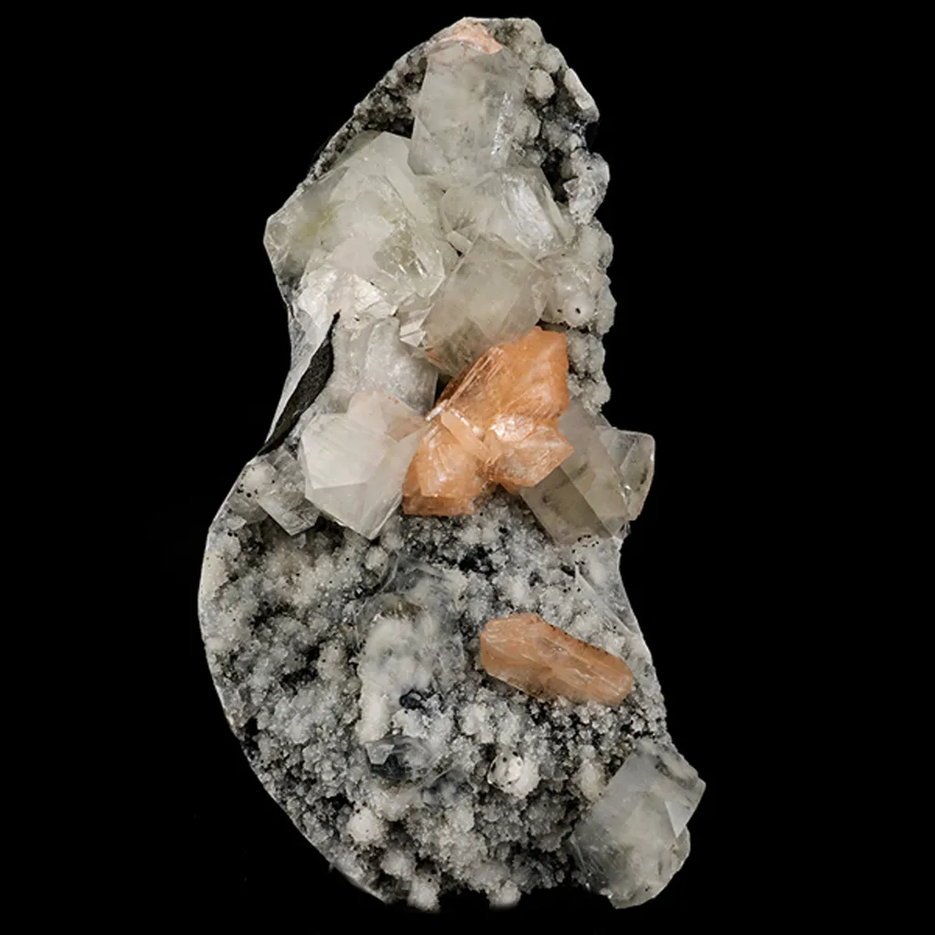 Apophyllite Cubes with Stilbite on Chalcedony Natural Mineral Specimen image