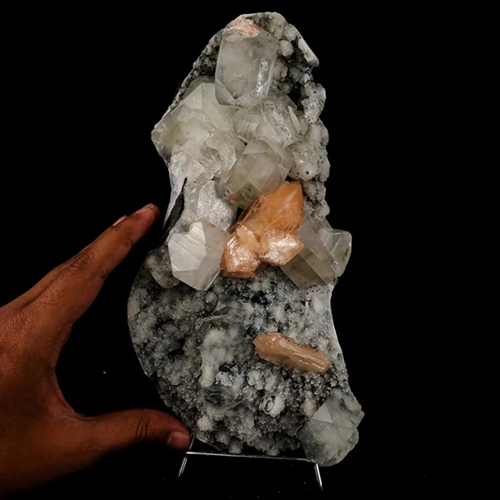 Apophyllite Cubes with Stilbite on Chalcedony Natural Mineral Specimen - image 5