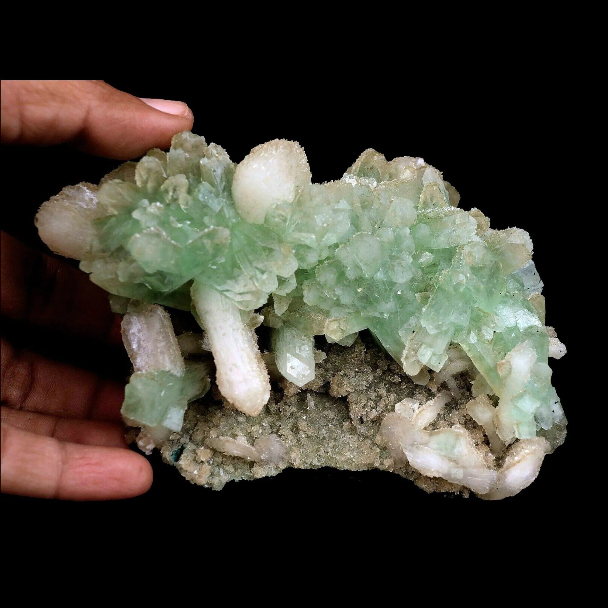 Apophyllite Green Crystal with Stilbite Natural Mineral Specimen - image 2