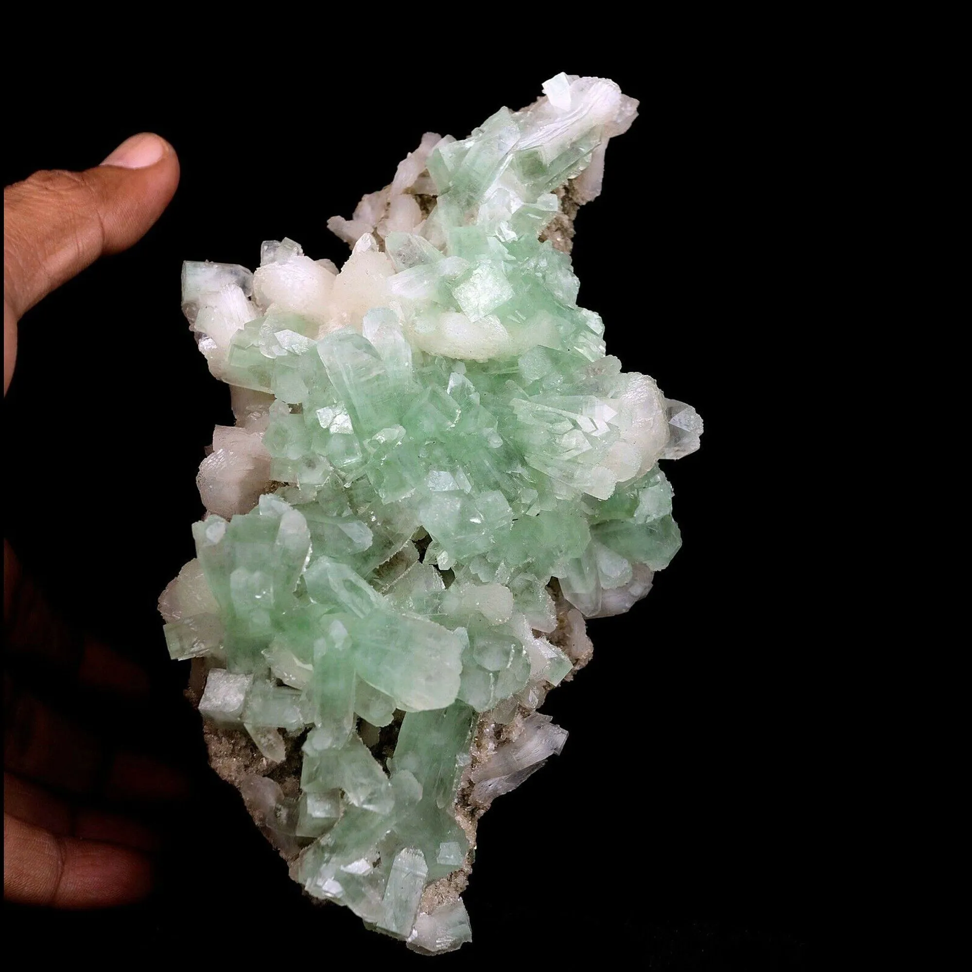 Apophyllite green crystal with Stilbite Natural Mineral Specimen - image 2