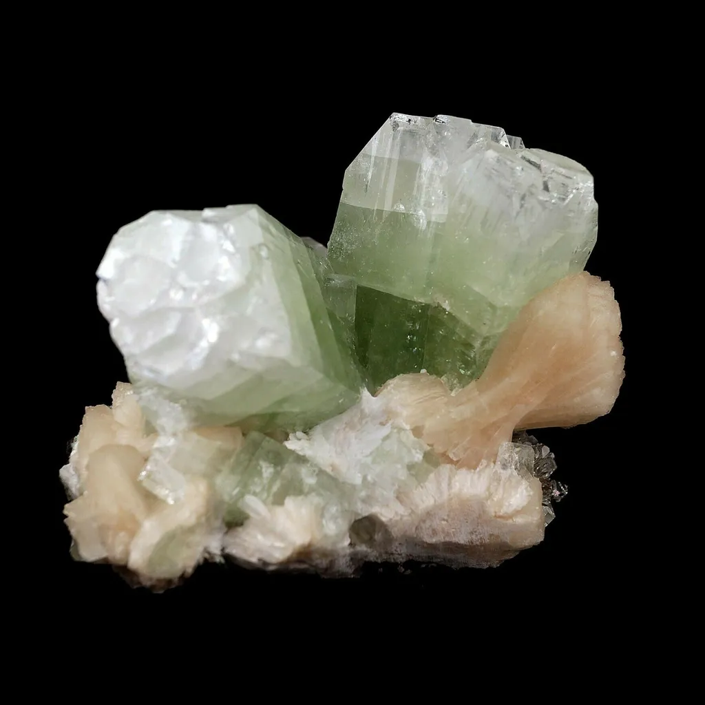 Apophyllite green crystal with Stilbite Natural Mineral Specimen - image 4