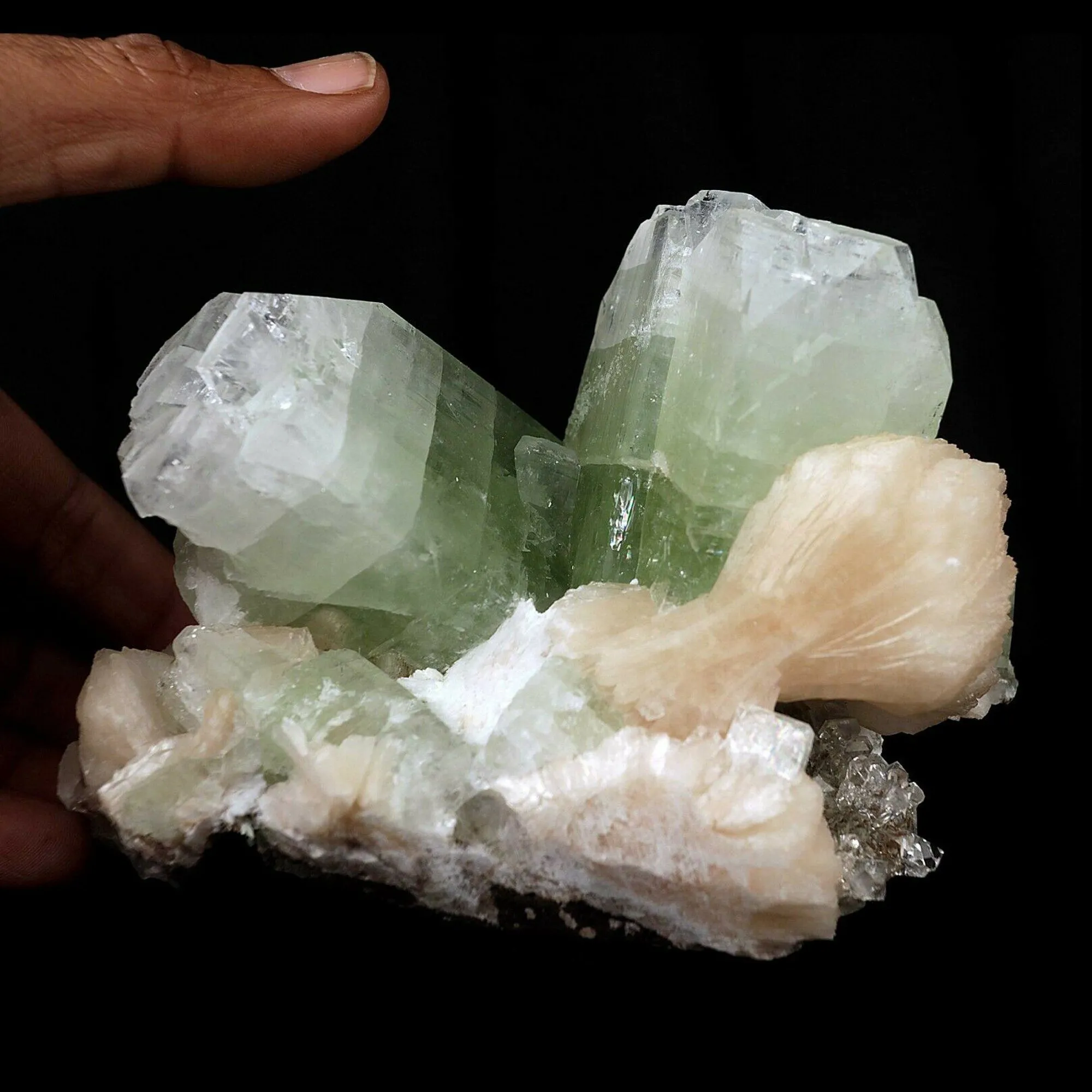 Apophyllite green crystal with Stilbite Natural Mineral Specimen - image 2