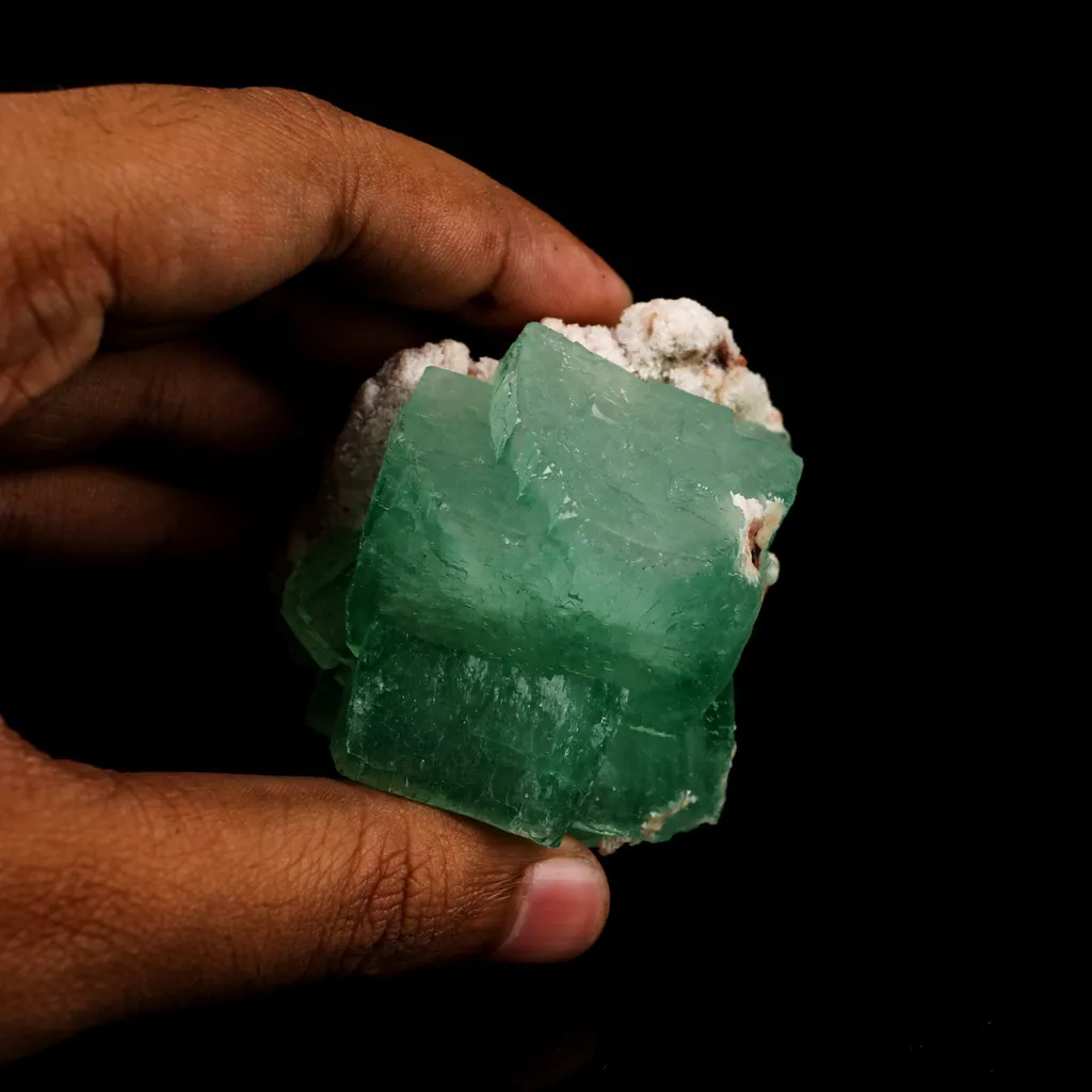 Apophyllite Green Cube on Chalcedony Natural Mineral Specimen - image 5