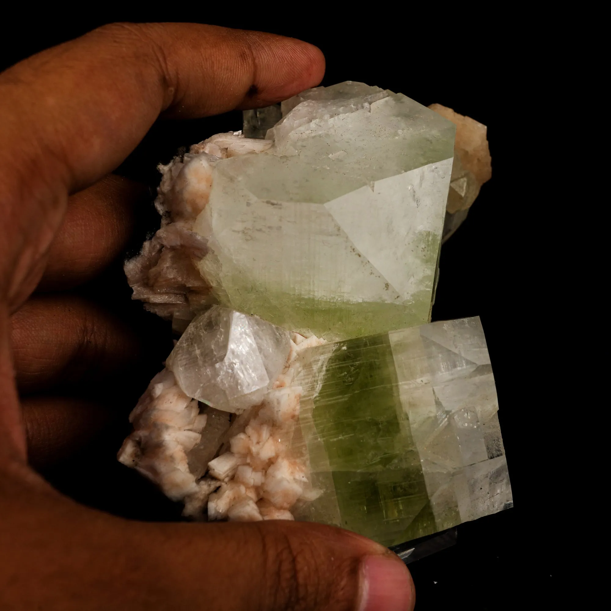 Apophyllite green cube with Heulandite Natural Mineral Specimen - image 4