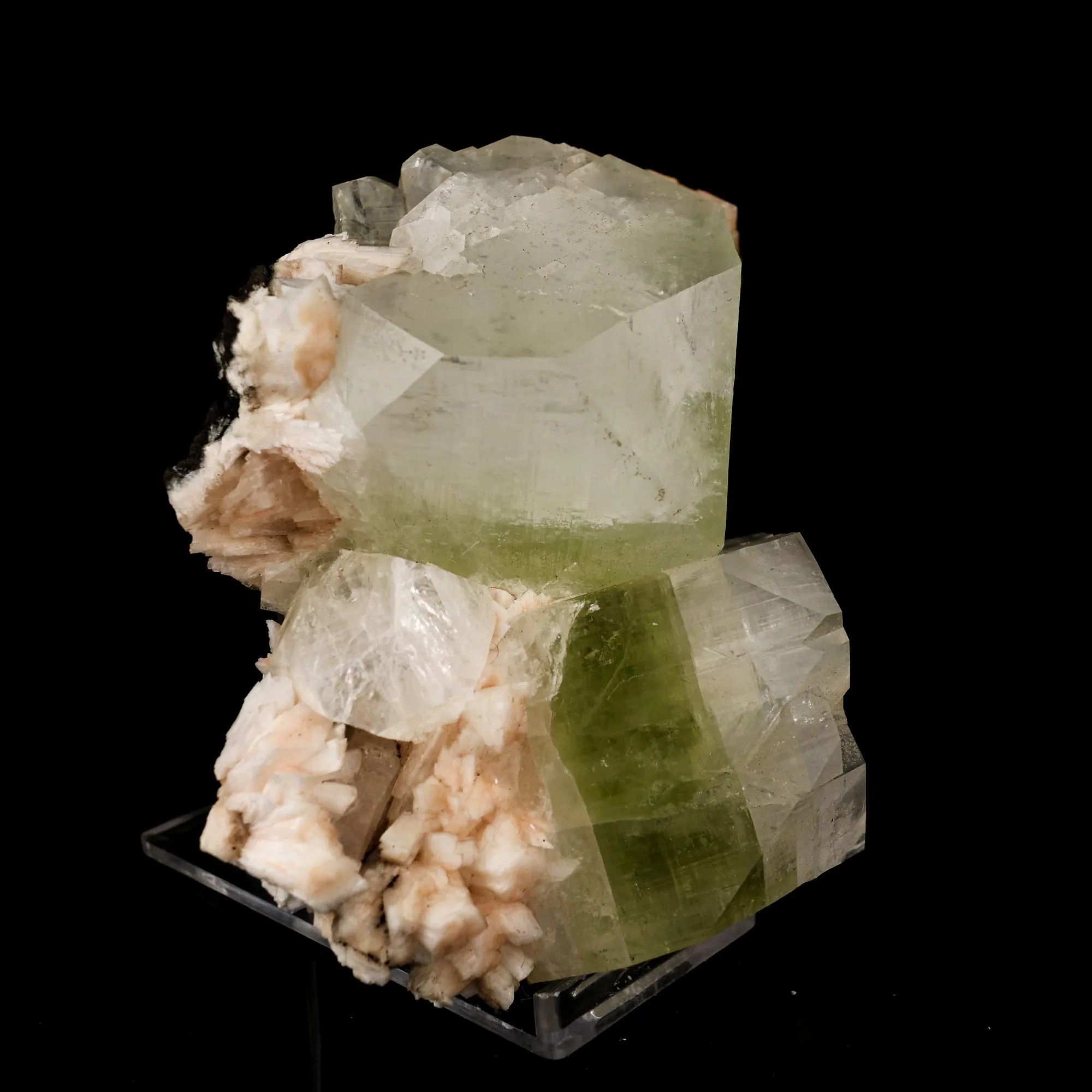 Apophyllite green cube with Heulandite Natural Mineral Specimen - image 2