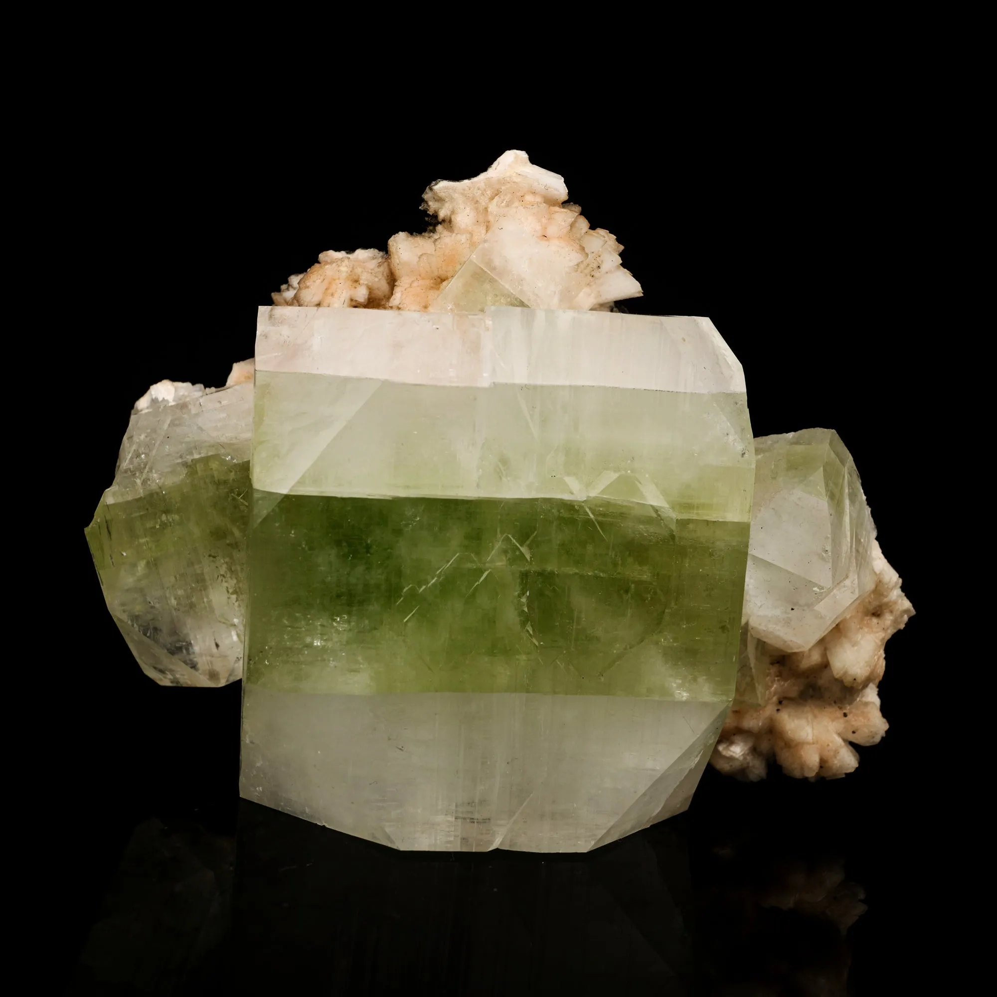 Apophyllite green cube with Heulandite Natural Mineral Specimen - image 1