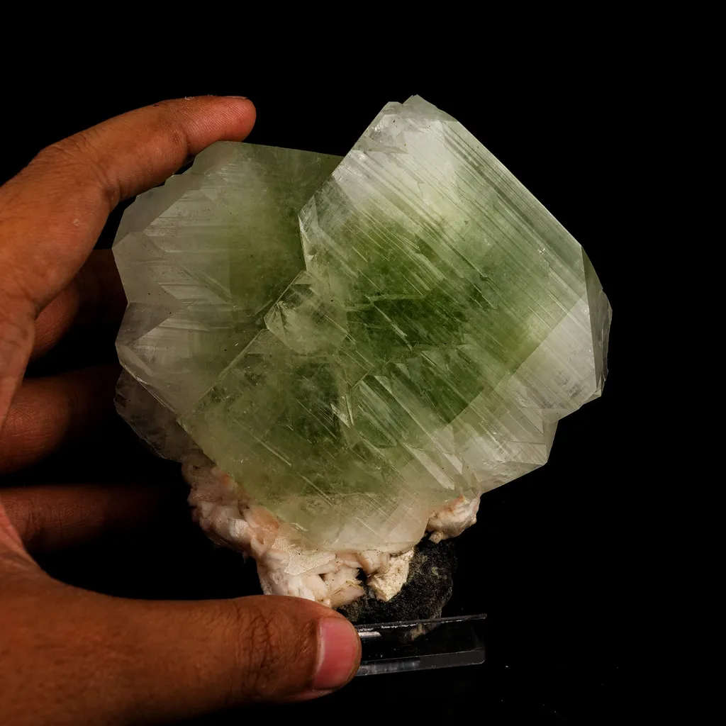 Apophyllite green cube with Heulandite Natural Mineral Specimen - image 4