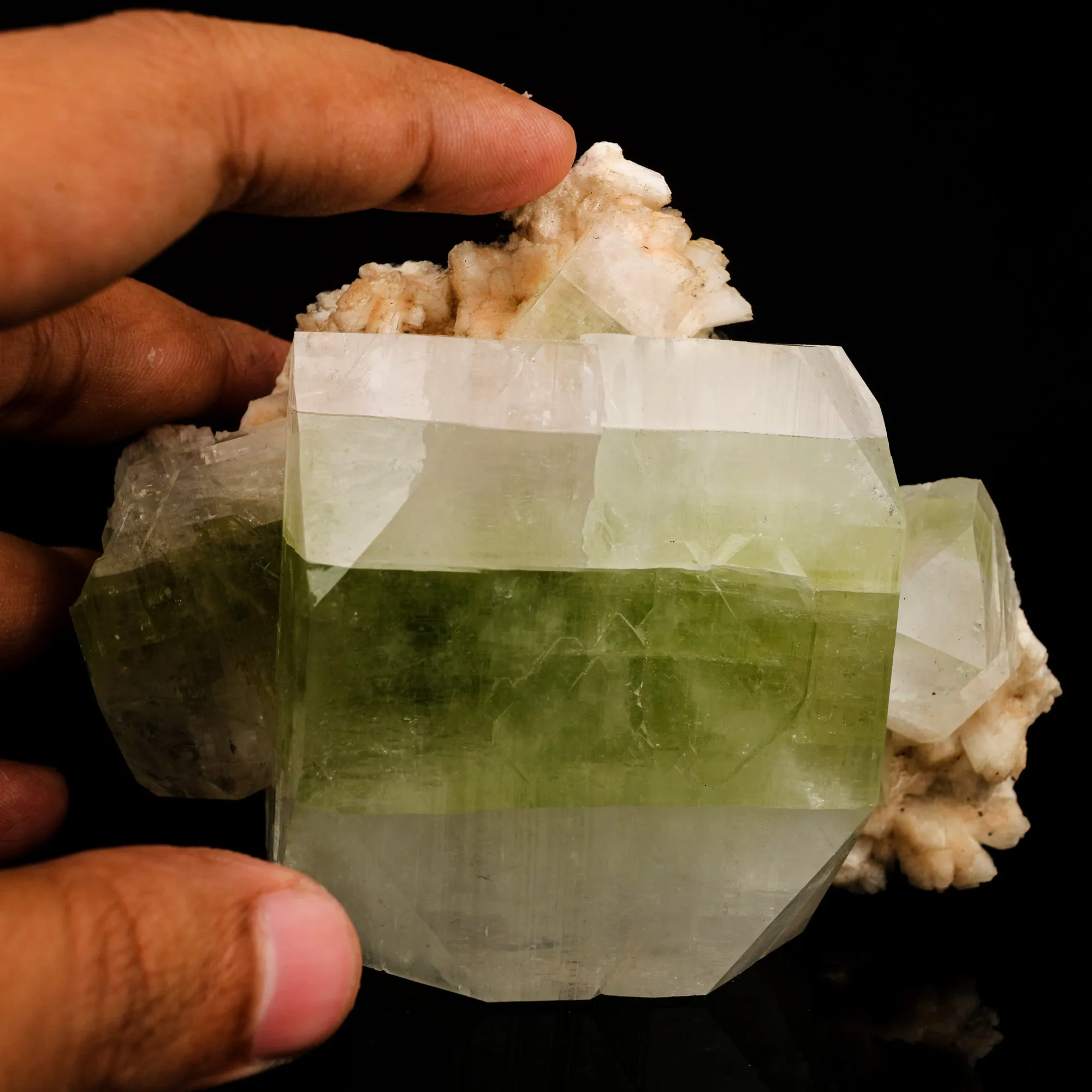 Apophyllite green cube with Heulandite Natural Mineral Specimen - image 5