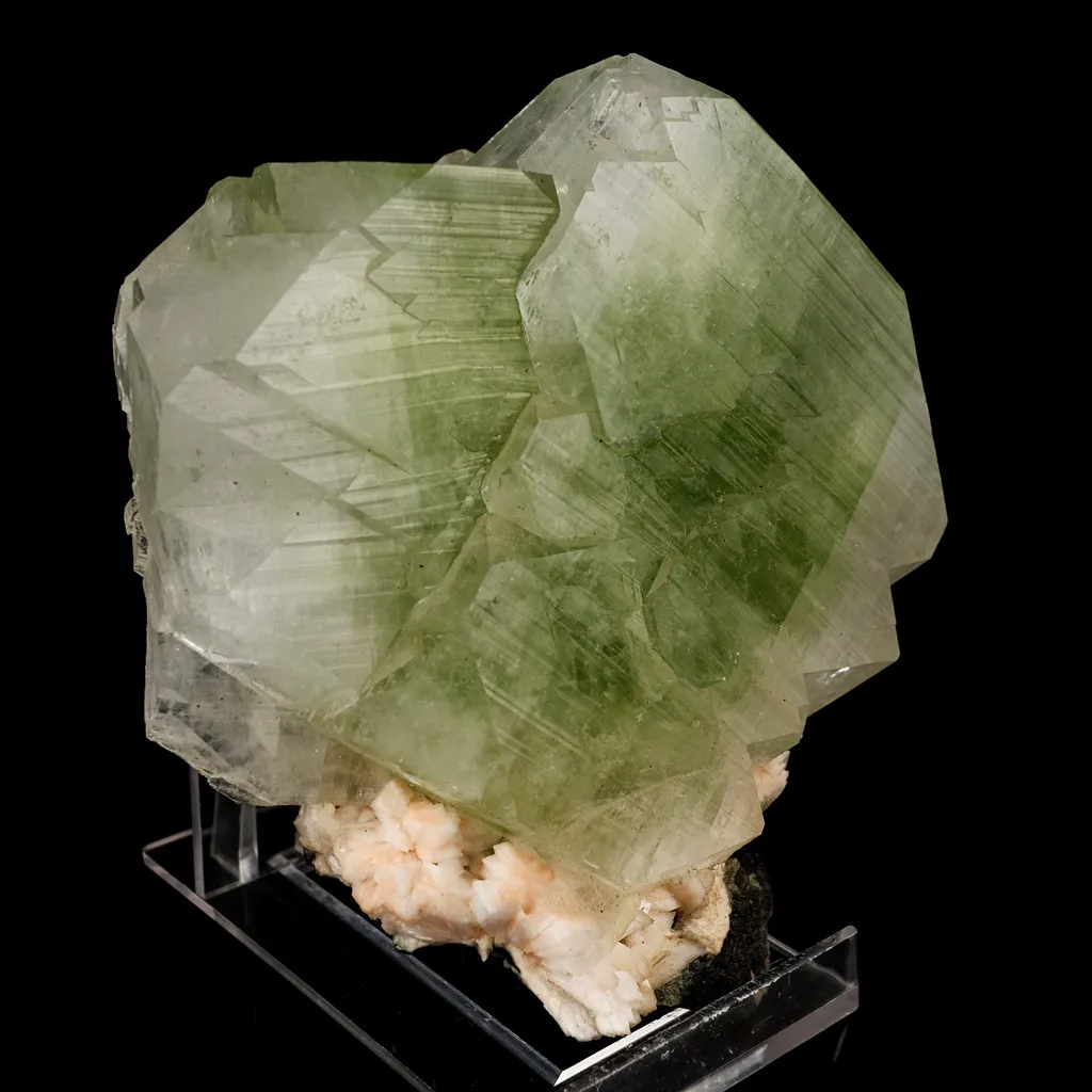 Apophyllite green cube with Heulandite Natural Mineral Specimen image